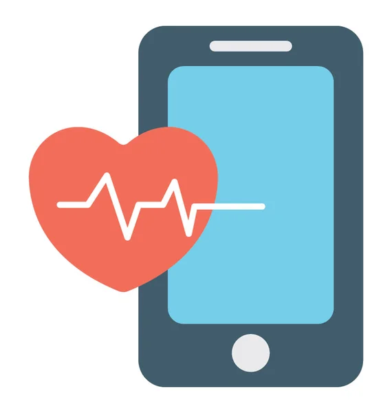 手机与心脏显示医疗应用程序的概念 — 图库矢量图片