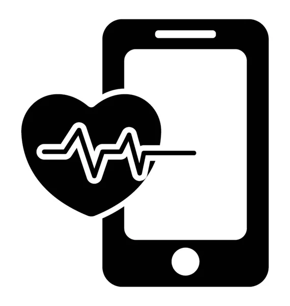 手机与心脏显示医疗应用程序的概念 — 图库矢量图片
