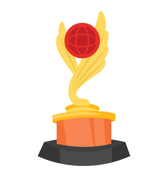 Flat Icon Design World Award Trophy — Stock Vector