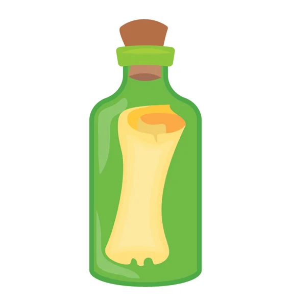 Ένα Γυάλινο Μπουκάλι Μήνυμα Που Ονομάζεται Μήνυμα Μπουκάλι — Διανυσματικό Αρχείο