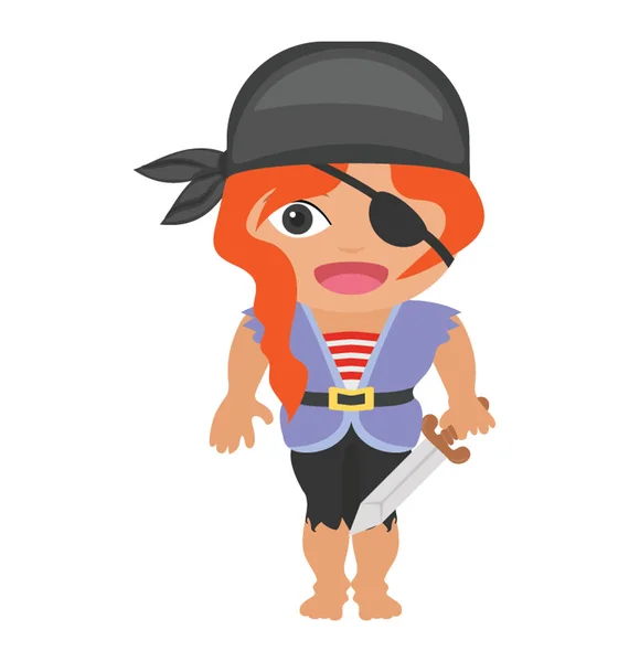 Uma Senhora Pirata Traje Ahoy Matey — Vetor de Stock