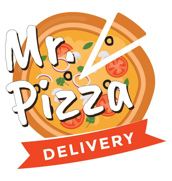 Odznaka Restauracja Pizza Kolorowy Białym Tle — Wektor stockowy
