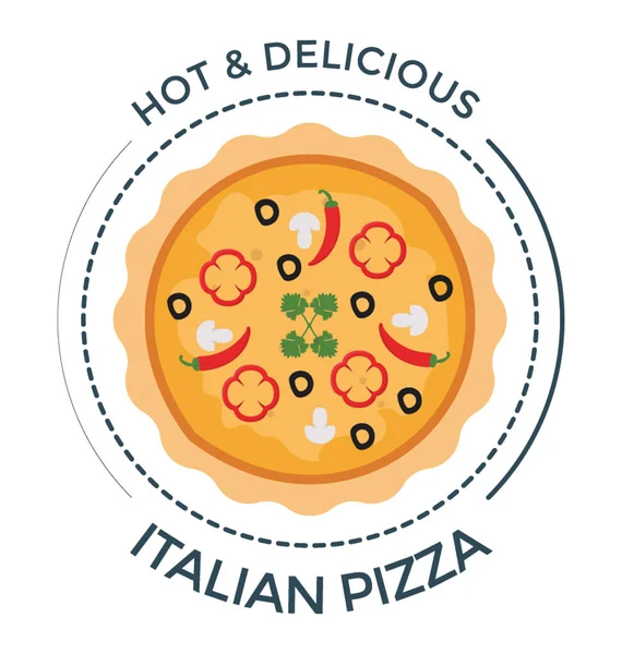 Colorful Unique Icon Design Pizza Badge — Stock Vector