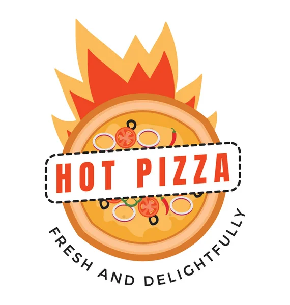 Hot Pizza Ikona Logo Znak Ognia — Wektor stockowy