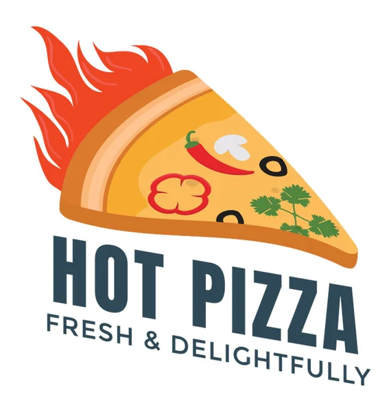 Hot Pizza Slice Icon Fire Sign — Stock Vector
