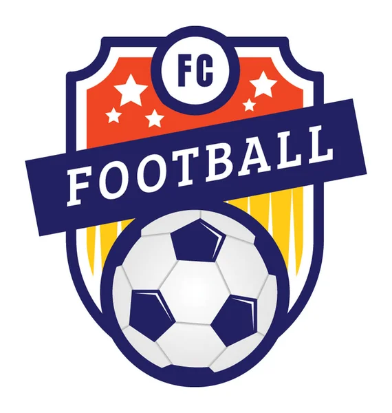 Logo Distintivo Con Palla Che Mostra Calcio — Vettoriale Stock