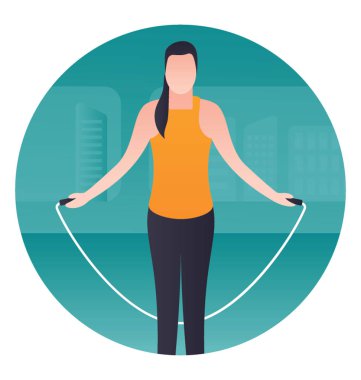 Bir kız için egzersiz bir ip atlama 