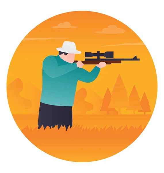 Homme Chasse Avec Son Arme — Image vectorielle