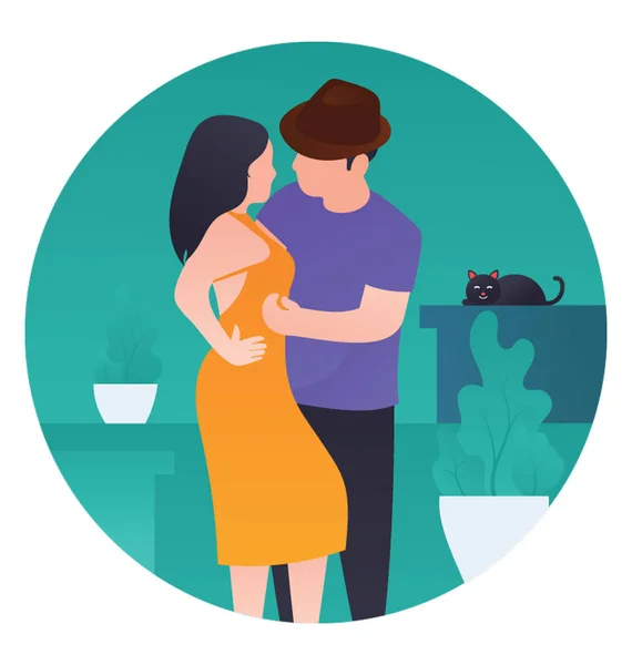 Couple Qui Montre Amour Des Soins — Image vectorielle