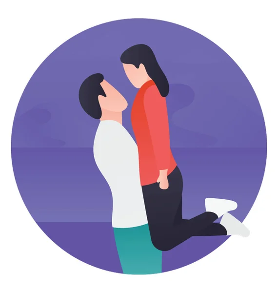 Une Représentation Romantique Couple Dans Une Icône — Image vectorielle