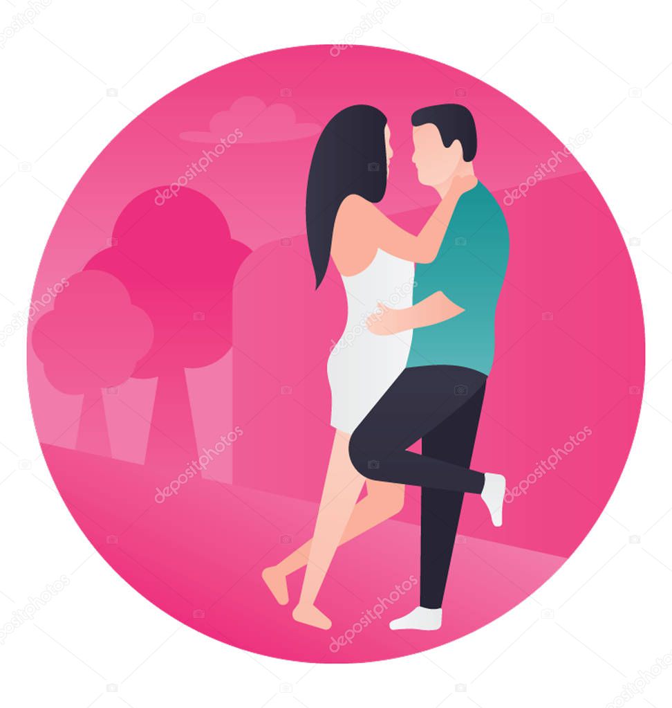 A couple romance depiction in a icon 