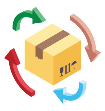 Dört ok karton teslim visual tasvir sahip kutusu 