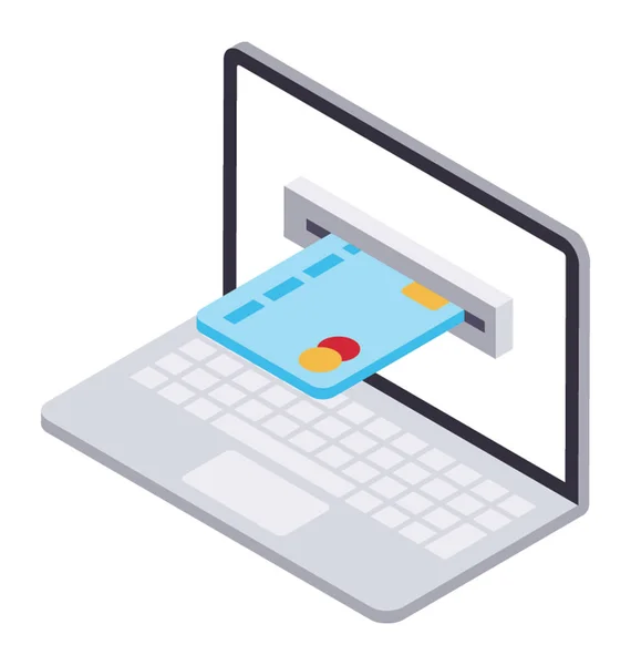 Laptop Met Credit Card Bekend Als Online Betaling — Stockvector