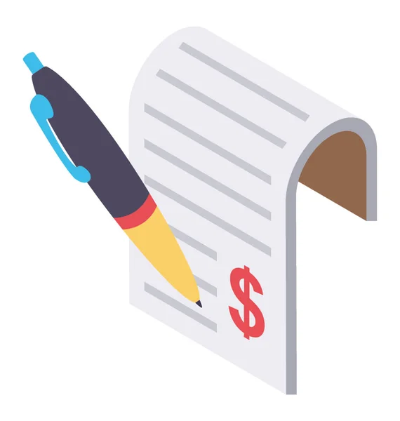 Agreement Paper Pen Showing Icon Lawful Agreement — Stock Vector