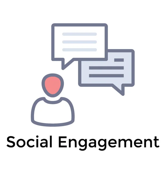 Ένα Εικονίδιο Διαδικασία Social Engagement Δείχνει Κοινωνική Συμμετοχή Ενός Προσώπου — Διανυσματικό Αρχείο