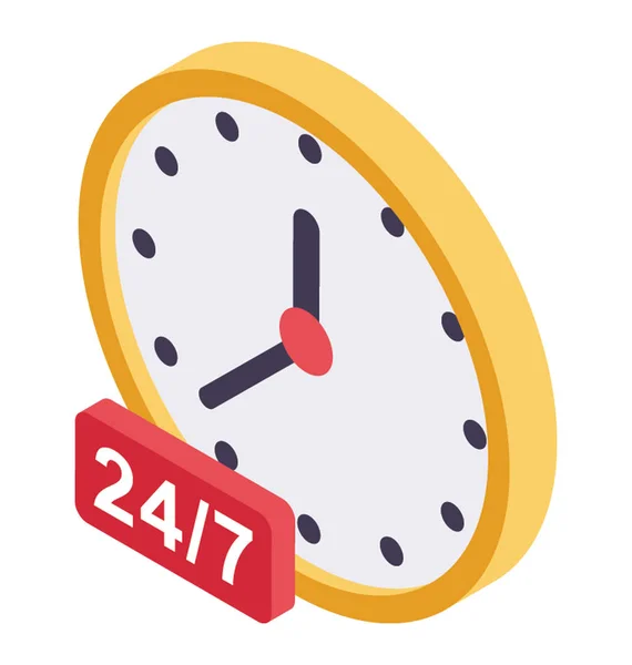 Clock Showing Hours Work Full Day Service — Stock Vector