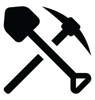 Kazma ve kürek birlikte tasvir eden, araştırma araçları 