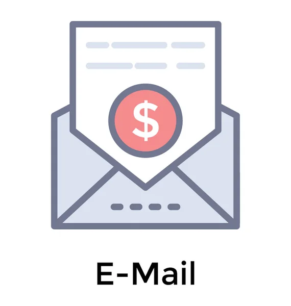 显示商务电子邮件的邮件中的美元 — 图库矢量图片