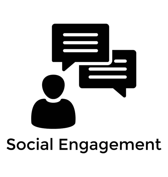 Une Icône Processus Engagement Social Montrant Engagement Social Une Personne — Image vectorielle