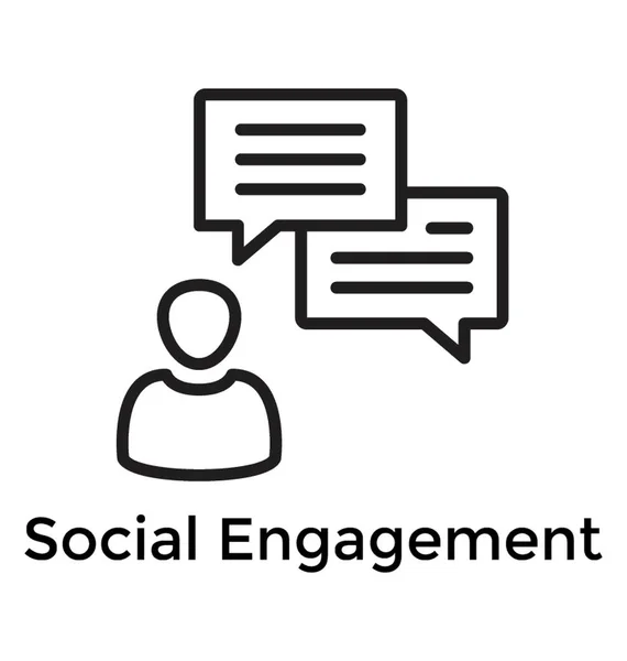 Une Icône Processus Engagement Social Montrant Engagement Social Une Personne — Image vectorielle