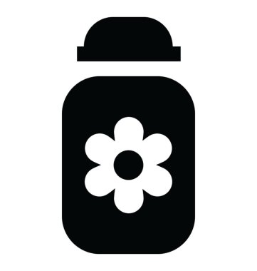Çiçek tohumları depolamak için bir şişe çiçek işareti ile 