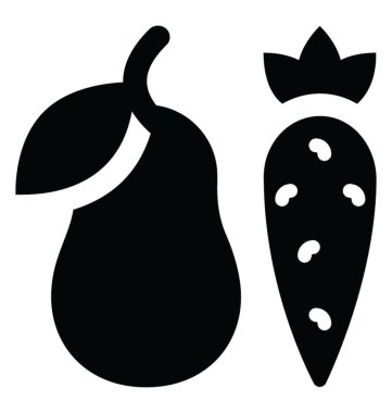 Armut ve havuç yiyecek simge olarak 