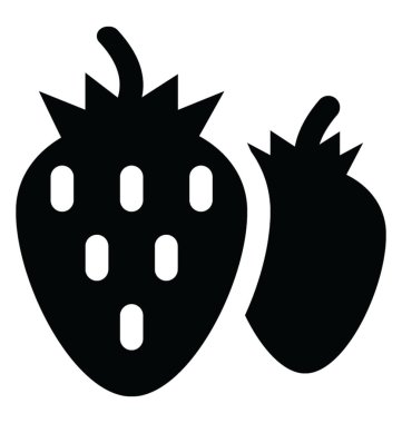 Noktalar ve çilek için simge anısına yeşilimsi kenarı konik bir meyve  