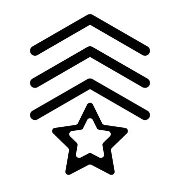 Yıldız rozeti olan askeri rütbesi simgesini 