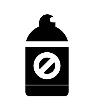 Kutsal kişilerin resmi içinde böcek ilacı sprey resmeden bir çapraz işareti sahip bir sprey şişe