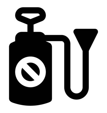 Kutsal kişilerin resmi içinde böcek ilacı sprey resmeden bir çapraz işareti sahip bir sprey şişe