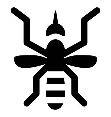 Bir iğne sivrisinek tasvir onun yüzüne sahip bir böcek simgesini