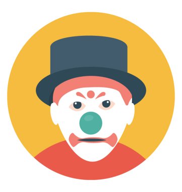 Üzgün yüz sürtük palyaço kafasına şapka ile 