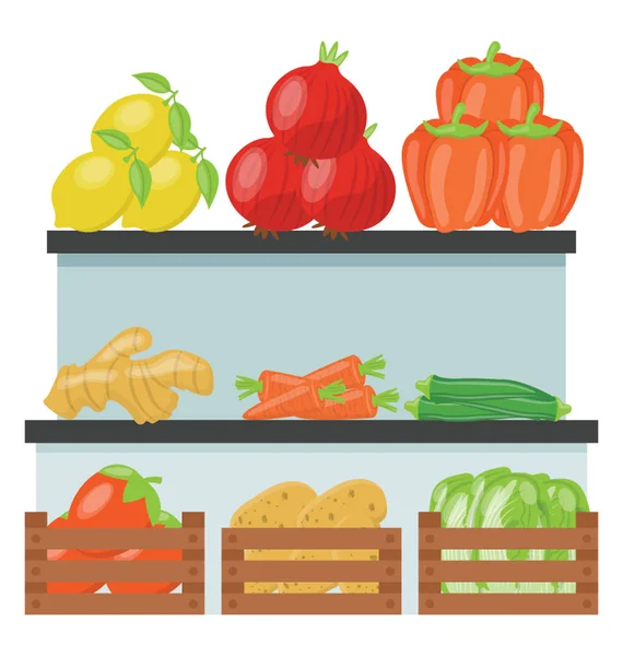 Street Stall Vegetables Vegetable Stall — Stock Vector
