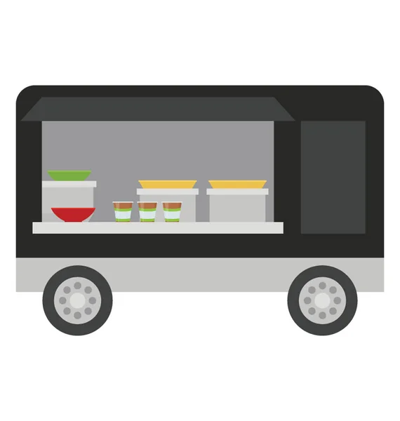 Servicio Comida Móvil Carro Para Entregar Comida — Vector de stock