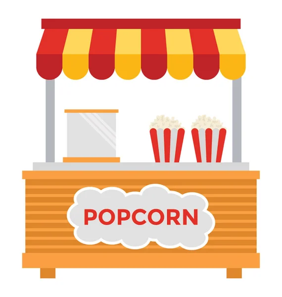 Sebuah Kios Memiliki Popcorns Kios Popcorn - Stok Vektor