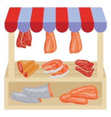 Deniz ürünleri, deniz ürünleri durak ile bir pazarda durak 