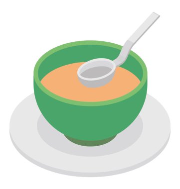 Bir tas çorba kaşığı ile 