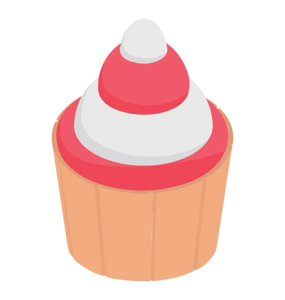 Cupcake Com Cobertura Creme — Vetor de Stock