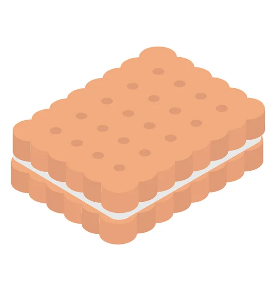 Een Koekje Van Sandwich Afgeroomd Gebruikt Als Tussendoortje — Stockvector