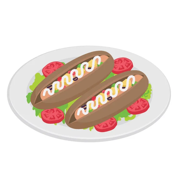 Sandwich Grillé Avec Garniture Hot Dog — Image vectorielle