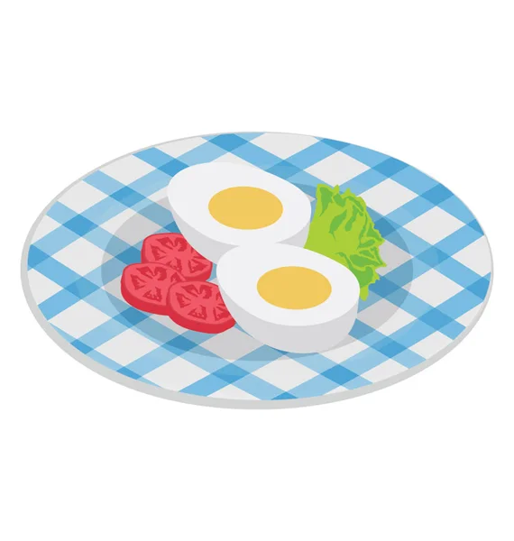 Dampfgekochte Eier Einem Teller Zum Frühstück — Stockvektor