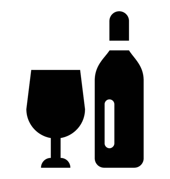 Botella Alcohólica Con Vidrio Icono Del Vino — Archivo Imágenes Vectoriales