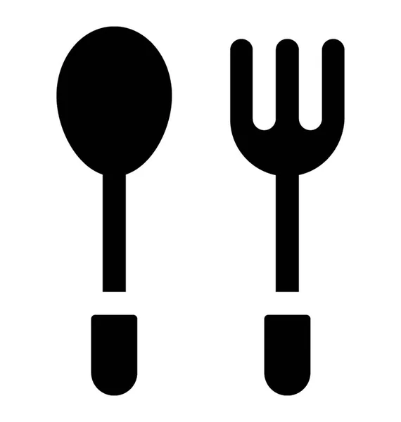 Lingura Furculița Prezintă Setul Tacâmuri Bucătărie — Vector de stoc