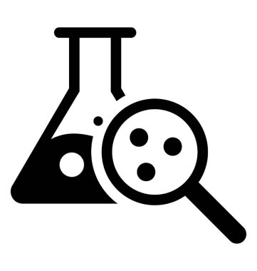 Laboratuvar deney Büyüteç, bilim araştırma ile bir şişe içinde 