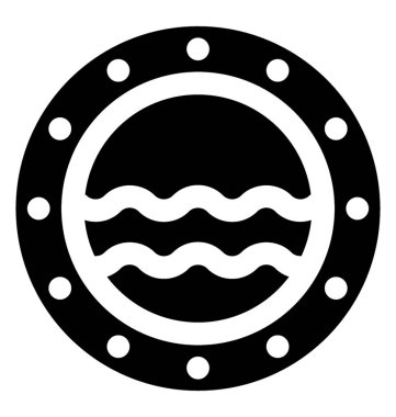 Deniz manzaralı, lombar simgesini görmek için bir gemi pencere 