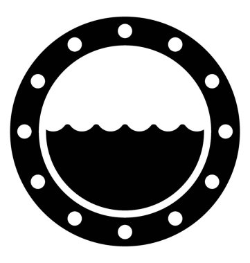 Deniz manzaralı, lombar simgesini görmek için bir gemi pencere 