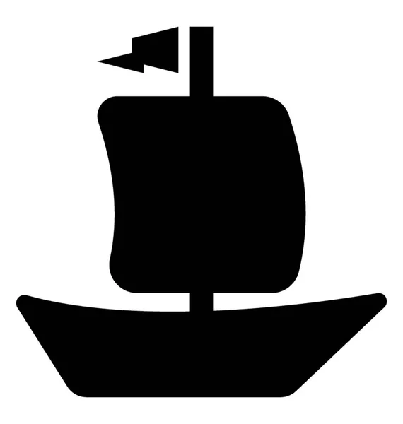 Wooden Boat Having Flag Watercraft — Stock Vector