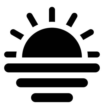 Su dalgaları seaview sembolünü gösterirken güneş ile 