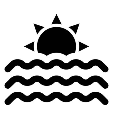 Su dalgaları seaview sembolünü gösterirken güneş ile 