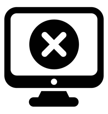 İşareti simgesi web UI sunulması monitör ekranında çapraz